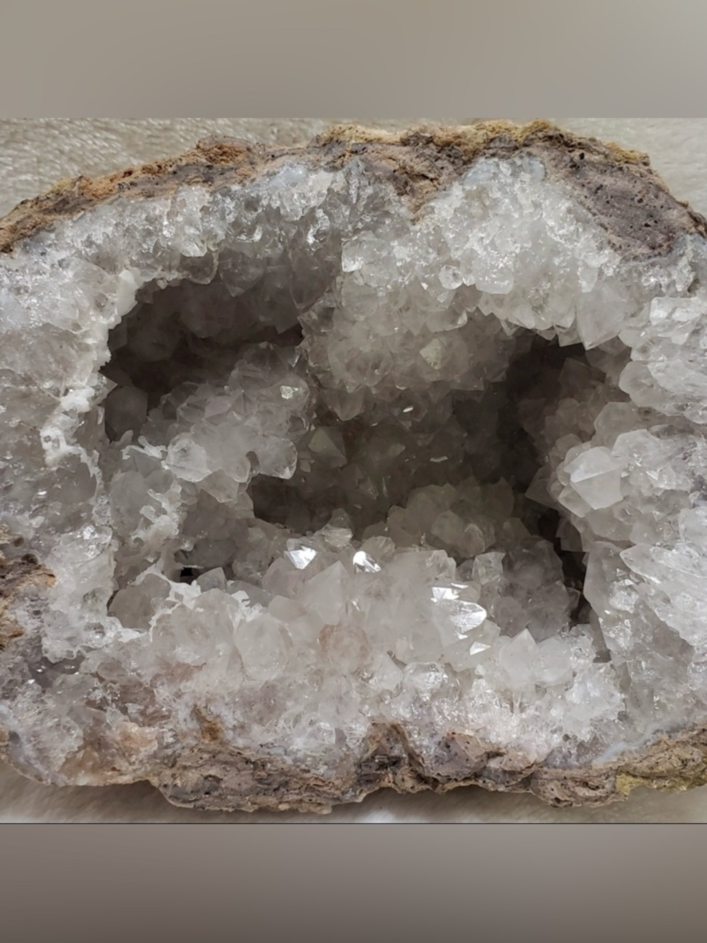 Natural White Crystal Geode Sculpture - Home Art Accent